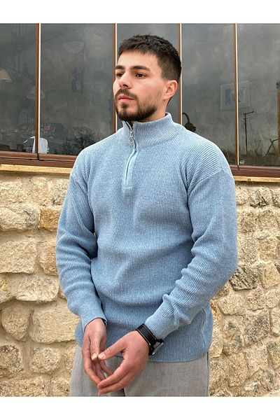 Dellinden Pulover tricotat elegant, cu fermoar, cu guler cu ajustare regulată