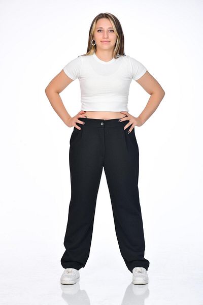 Kamex Black Women's Trousers - Zippered and Pocketed