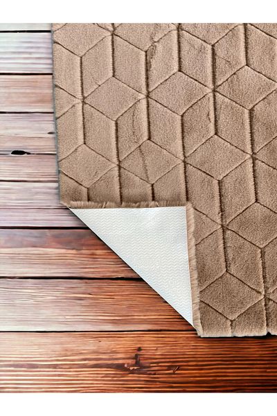 Prizma Comfort Diamond No:1 - Washable Single Bathroom Rug and Mat |   Coffee - (75X110) cm