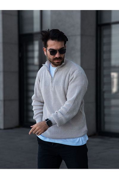 OTAKU Πλεκτό πουλόβερ Unisex με μισό φερμουάρ