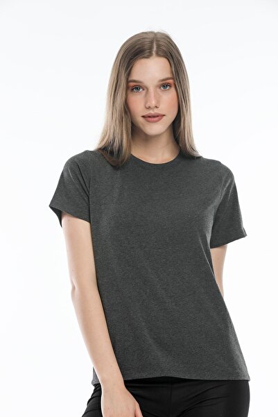 Kallisto Βαμβακερό Anthracite Melange Basic T-shirt