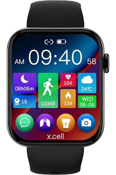 X.Cell G6 Music Smartwatch: Arabic Interface,Heart Rate/Blood Pressure/Oxygen Monitoring,IP67,1Week Battery