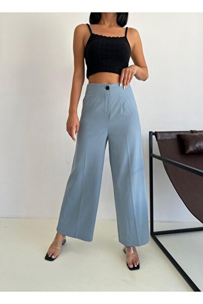 CESS -3047 ŽENSKE TURKIZNE PANTALONE PALAZZO SA ŠIVANIM I ZAKOČENIM STRUKOM