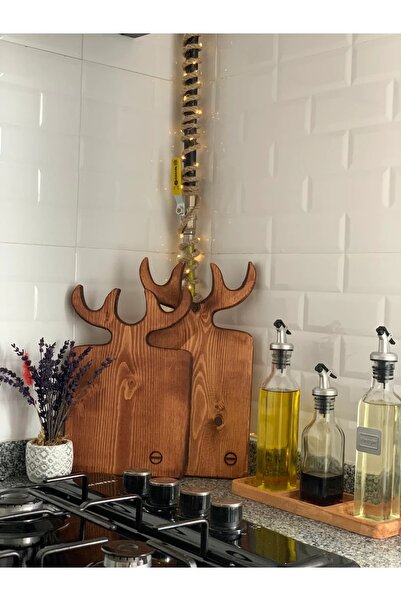 Bafimo Geyik 2 Li Kesme Sunum Servis Tahtası %100 Çam Ağacı