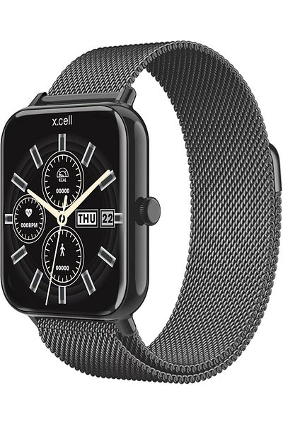 X.Cell G8 Talk Pro Smart Watch: Heart Rate/BP/O2 Monitoring, Calls, IP67, 1 Week Battery, Gun Metal