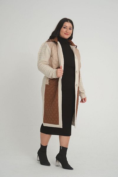 Zm Giyim zaira Stone Embroidered Collar Detail Large Size Cardigan