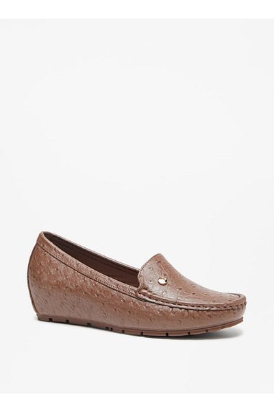 Flora Bella by Shoexpress Flora Bella Textured Slip-On Wedge-Heeled Moccasins