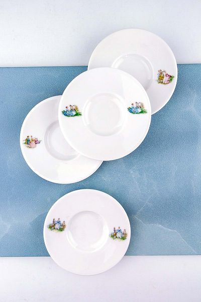 Bursa Porselen Dekor Markis 4-piece Porcelain Tea Plate Set