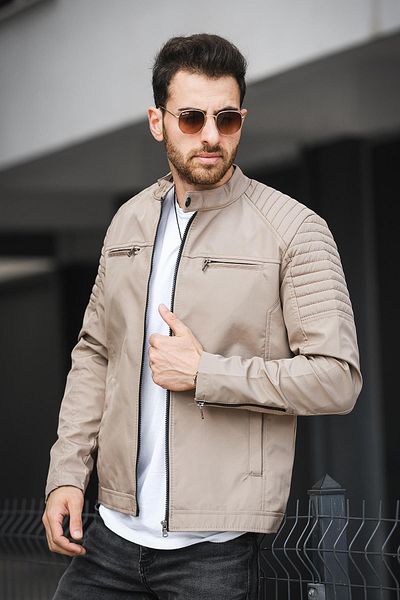 Oksit Ανδρικό παλτό Abuja Stand Collar Slim Fit με λεπτομέρεια με φερμουάρ και αδιάβροχο
