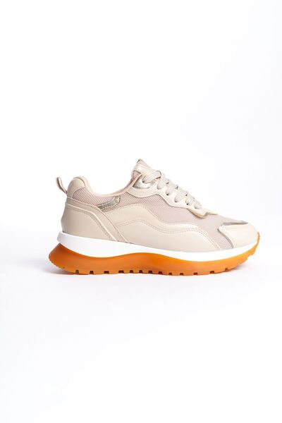 Limeo Orange Cream Mesh Comfort Comfortable Sole Lace Up Casual Women's Sneaker Sports Shoes