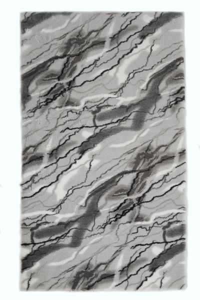 Prizma Gray Marble Non-Slip Washable Single Bathroom Rug and Mat - (75X110) cm