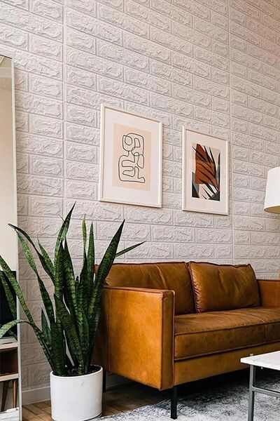 Bien Home 50x50 Cm 0,27 M² Kendinden Yapışkanlı Duvar Kağıdı Esnek Köpük Paneli 3d Boyutlu Tuğla Desen Beyaz