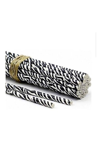 Partifabrik Zebra Baskılı karton pipet 25 Adet