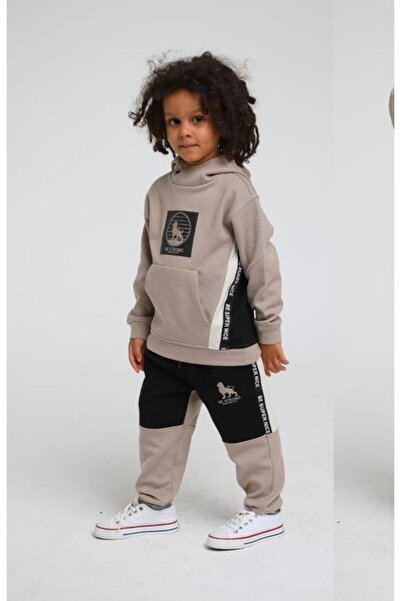 Jack Lions Boy's Cotton Kangaroo Pocket Hooded Three Thread Tracksuit Set