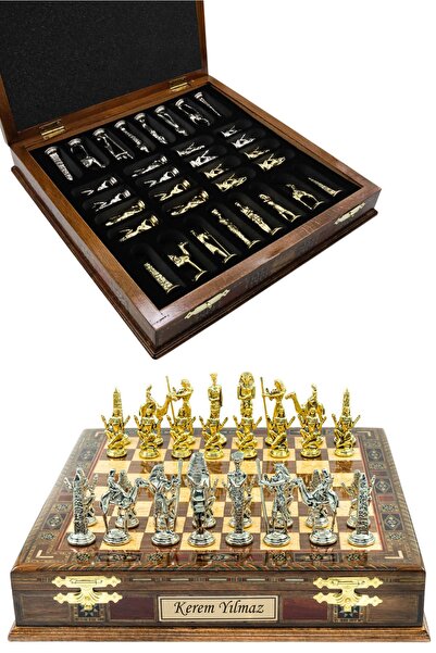 Cooper Chess Premium Büyük 36cm Masif Ahşap Ceviz Kutulu Metal Satranç Takımı...