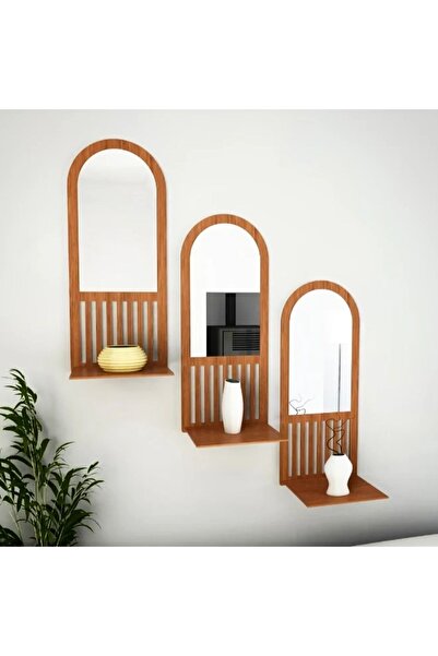 PLANET STORE Ahşap Dekoratif 3'lü Duvar Rafı