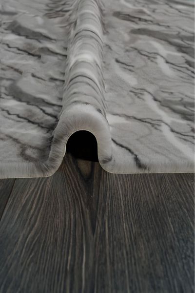 Prizma Gray Marble Non-Slip Washable Single Bathroom Rug and Mat - (75X110) cm