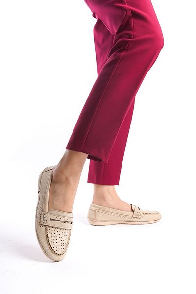Limeo Κρεμ διάτρητο σουέντ μπροστά Άνετα Soft Daily Loafer Moccasin Γυναικεία Παπούτσια