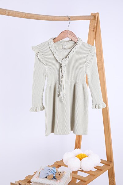 Babyhola %100 Organik Triko Kız Bebek Çocuk Kemerli Elbise 32125