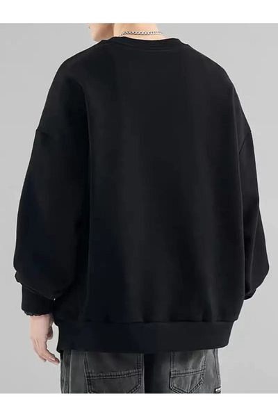 PALPİTO BackWoods Printed - Ανδρικό μαύρο φούτερ Oversize, Crew Neck