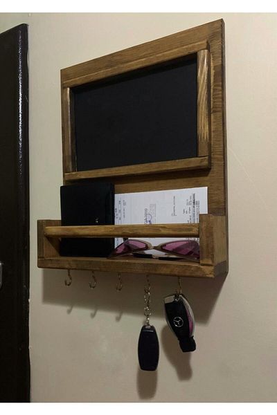 MSAĞWOODS Natural Wood Aa Solid Panel Key Hanger Blackboard Note Board Door Front-Chalk Board-Nameplate