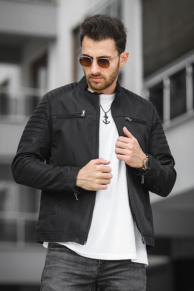 Oksit Ανδρικό παλτό Abuja Stand Collar Slim Fit με λεπτομέρεια με φερμουάρ και αδιάβροχο