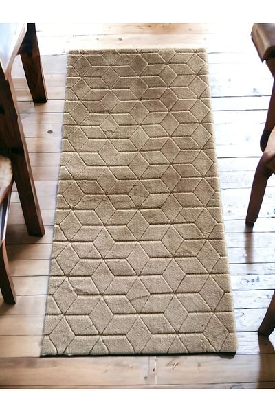 Prizma Comfort Diamond No:1 - Washable 2-Piece Bathroom Rug and Mat |   Coffee - (60X100) (50X60) cm