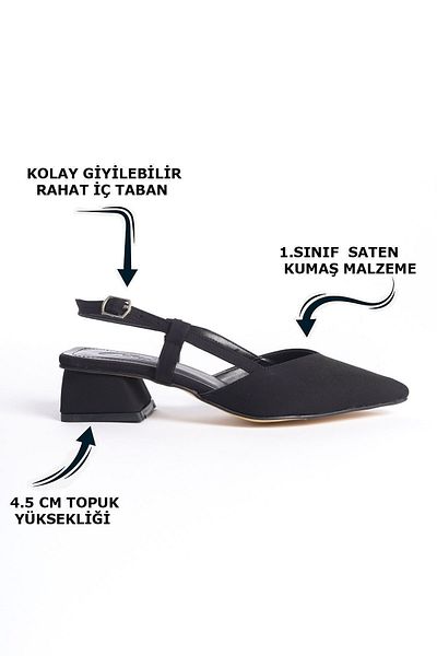 Limeo Black Low Thick Heeled Side Buckle Women's Evening Dress Classic Heeled Shoes