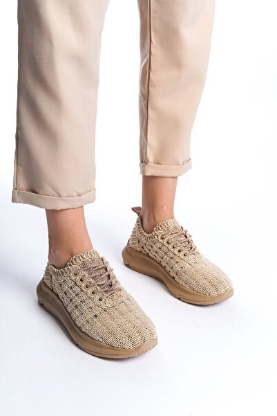 Limeo Skin Nude Shiny Lace-up Soft Textile Άνετα καθημερινά αθλητικά παπούτσια Γυναικεία αθλητικά παπούτσια περπατήματος