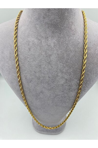 staınless steel 4 Mm Burgu Zincir Antialerjik Paslanmaz Çelik Kolye 70 Cm