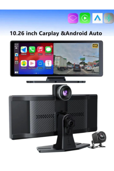 Teknoloji Gelsin Carplay Apple Android Uyumlu 10.2 İnç Büyük Ekran Tak Çalıştır 4K Ön/Arka Çift Kameralı Araç Ekranı