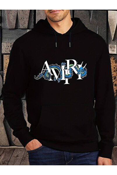 AEMİ Unisex Amiri Štampano Oversize kroj Sa kapuljačom crna majica