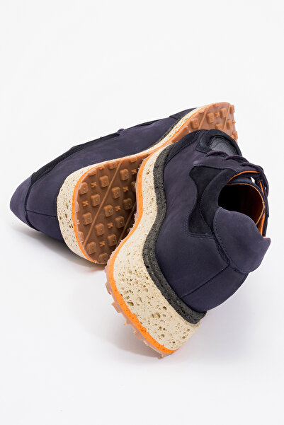 MARCOMEN Men's Comfort Casual Shoes - Thick Sole, Lace-up, Genuine Leather Mc 20418 Dark Blue