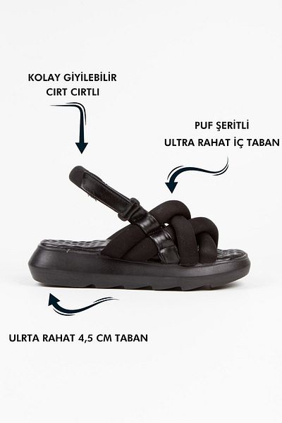 Limeo Sandale de vară pentru femei cu velcro cu susținere la călcâi cu dungi negre încrucișate