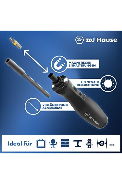 wiha Zai Hause Elektirkli Şarjlı Tornavida Seti, (EV TİPİ) 11 Parça.