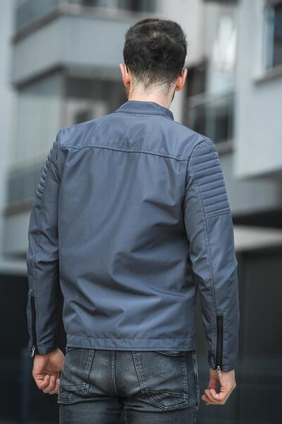 Oksit Abuja Stand Collar Slim Fit Men's Coat - Zipper Detail and Water Repellent