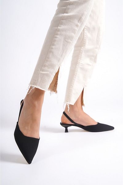 Limeo Rochie de seară pentru femei, neagră, cu toc subțire, elastic lateral, pantofi clasici cu toc