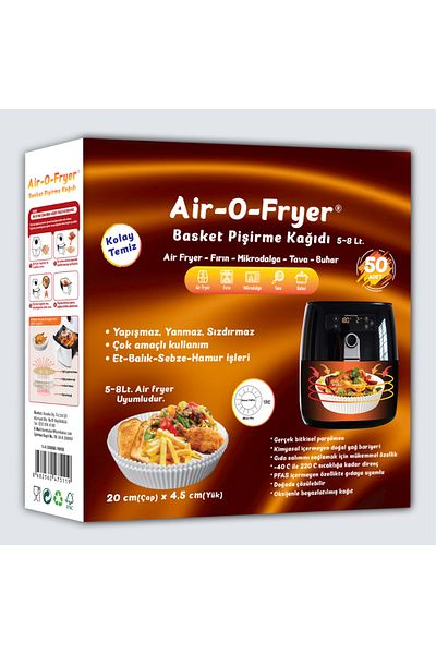 Brawi AIR-O-FRYER Airfryer Baking Paper 50 Pieces XL/XXL Airfryer Oil-Free Fryer Baking