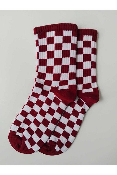 GÇO 2 Pairs of Checkerboard Patterned Socks