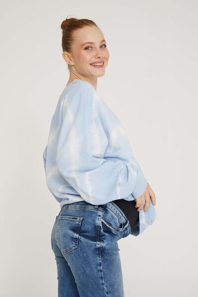 VAVIEN Hamile Jean Likralı Denim Pantolon Slim Fit Bulutlu Mavi 1012