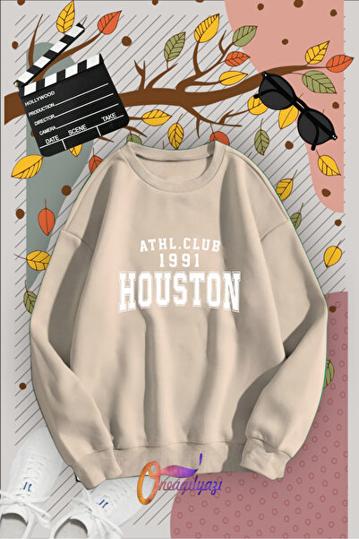 oneagılyazı هيوستن مطبوعة طاقم الرقبة البلوز