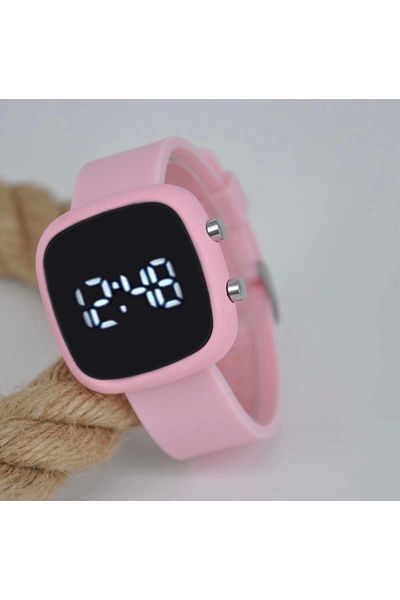 WatchArt Pink Silicone Cord White LED Numerals Button Calendar Young Women's Wristwatch Mls-1005