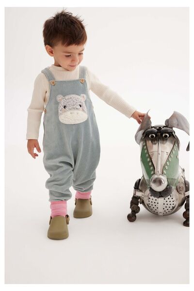 İdilbaby&Mamino MAMİNO UNİSEX BEBEK KADİFE SALOPET TAKİM 17021