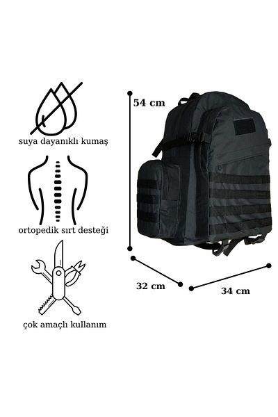 LIGHTINGHM Σακίδιο πλάτης 65 Lt Comfort Series Orthopedic Military Tactical Mountaineer Camping Trekking Ταξιδιωτικό σακίδιο πλάτης μαύρο