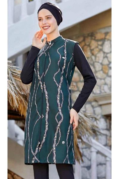 MARESİVA Adasea 0540 Digital Patterned Hijab Swimsuit