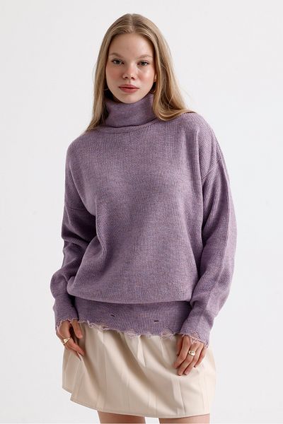 MD trend Turtleneck Ripped Thessaloniki Knit Sweater - Oversize Basic Model