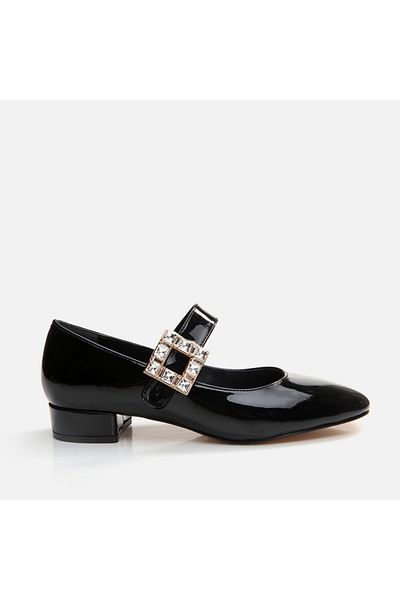 Hotiç Black Mary Jane - Women's Thick Heeled Shoes