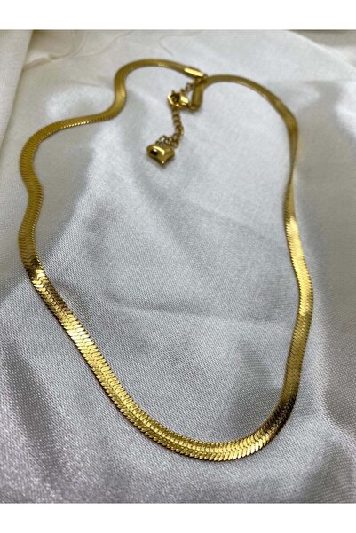 THE NOURA قلادة سلسلة إيطالية من الفولاذ والذهب للنساء