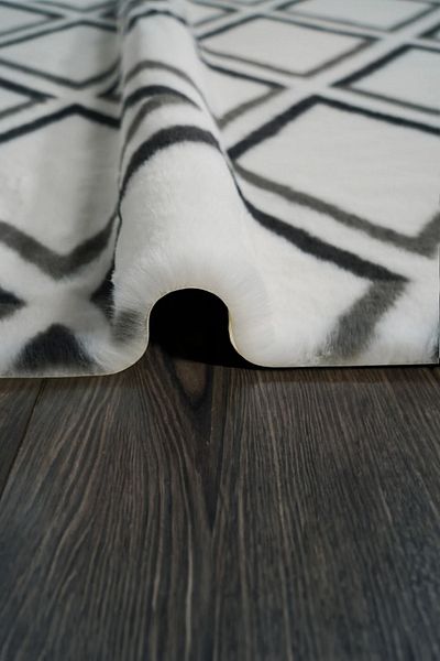 Prizma 2-Piece Non-Slip and Marble Bathroom Rug and Mat - Washable (60X100) (50X60) |   Checkered