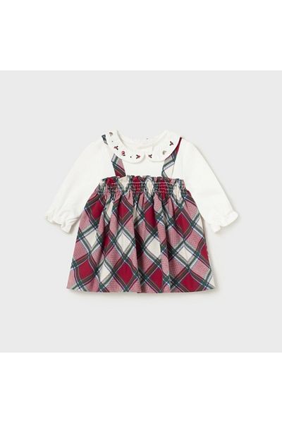 MAYORAL Red Plaid Embroidered Baby Dress - L25k2801